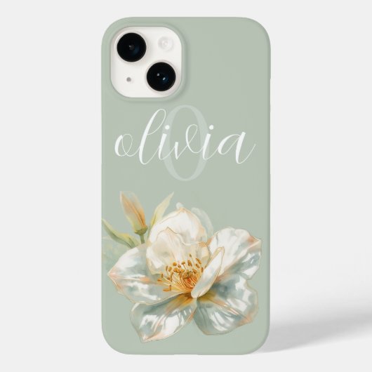 ダスティブルー 水彩花柄 Case-Mate iPhoneケース (裏面)