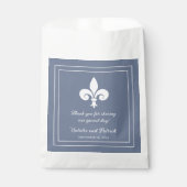 ダスティブルー(紋章の)フラ・ダ・リ結婚式の引き出物バッグ フェイバーバッグ (正面)
