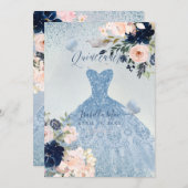 ダスティブルー+赤面バラグリッターガウンキンセアニェラ 招待状 (正面/裏面)