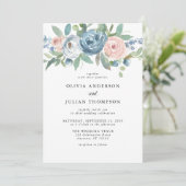 ダスティブルー&赤面バラフローラ水結婚色 招待状 (スタンド正面)