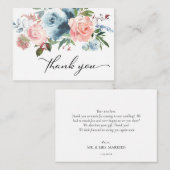 ダスティブルー&赤面ピンクフローラありがとう ノートカード (正面/裏面)