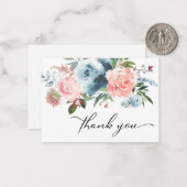 ダスティブルー&赤面ピンクフローラありがとう ノートカード (正面/裏面インサイチュ)