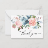 ダスティブルー&赤面ピンクフローラありがとう ノートカード (正面)