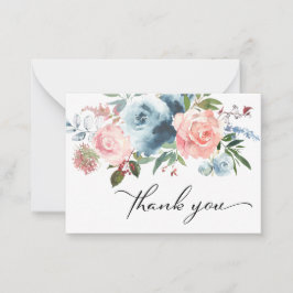 ダスティブルー&赤面ピンクフローラありがとう ノートカード