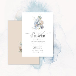 ダスティブルー&赤面ピンクフローラブライダルシャワー 招待状