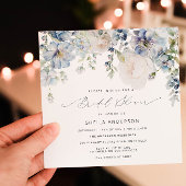 ダスティブルー&赤面ピンクフローラブライダルシャワー 招待状