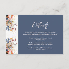 ダスティブルー&赤面ピンクフローラ水の色結婚's エンクロージャーカード