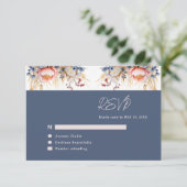 ダスティブルー&赤面ピンクフローラ水の色結婚's 出欠カード (スタンド正面)