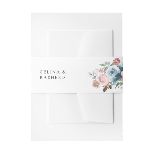 ダスティブルー&赤面ピンクフローラ2 招待状ベリーバンド (正面例)