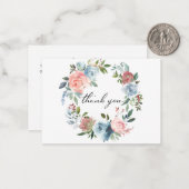 ダスティブルー&赤面ピンクフローラ2 Thank You Note Ca ノートカード (正面/裏面インサイチュ)