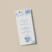 ダスティブルー&金ゴールドグリッタートリフォールド結婚式 プログラム チラシ