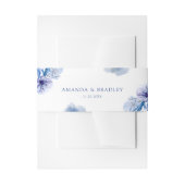 ダスティブルー&金ゴールドグリッター素朴フローラ結婚 招待状ベリーバンド (正面例)