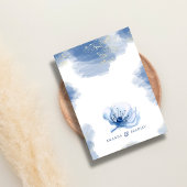 ダスティブルー&金ゴールドグリッター結婚ズリハーサルディナー 招待状