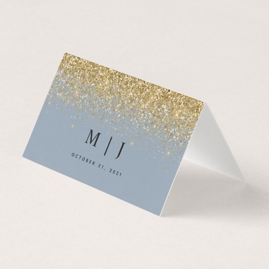 ダスティブルー&金ゴールドグリッター結婚ズ座席表 (裏面)