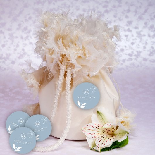 ダスティブルーIイニシャルIミニマリストIブランチ離れ ラウンドシール