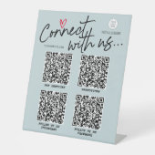 ダスティブルーQRコードソーシャルメディアスモダンクリプトロゴ 台座サイン (正面)