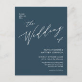 ダスティブルーQRコードモダンすべて結婚One Chic インビテーションポストカード (正面)