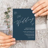 ダスティブルーQRコードモダンすべて結婚One Chic インビテーションポストカード