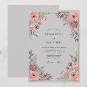 ダスティプラムの葉とユーカリの結婚式 招待状 (正面/裏面)