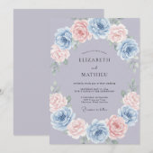 ダスティペリウィンクルの芍薬の結婚式 招待状 (正面/裏面)