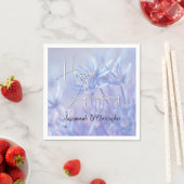 ダスティペリウィンクルの花柄の背景 結婚記念日 スタンダードカクテルナプキン (インサイチュ)