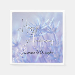ダスティペリウィンクルの花柄の背景 結婚記念日 スタンダードカクテルナプキン