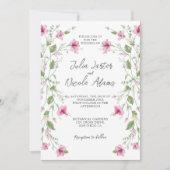 ダスティホワイトピンクハイビスカス開花ウェディングシャワー 招待状 (正面)