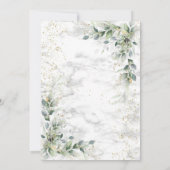 ダスティボタニカルグリーンリー金ゴールド大理石ブライダルシャワー 招待状 (裏面)