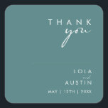 ダスティボホ |グリーンサンキュー結婚ズ スクエアシール<br><div class="desc">この埃っぽいボホ |グリーン感謝していお前のスクエア結婚ステッカーは、カラフルの素朴なボホに最適結婚である。ミニマルシンプルスのスクリプユニークトとモダンティール（緑がかった色）の緑の色のパレットを伴う与えそのデザイン、このクラシックシックなボヘミアンを伴う。今ま保でも、好きなアートワークやグラフィックでパーソナライズすることもできます。このコレクション内の他の製品を見ても、あなたの全体を一緒結婚に持ち込む！</div>