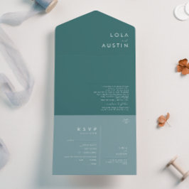 ダスティボホ |青と緑のシールと送信 オールインワン招待状