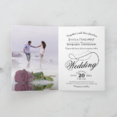 ダスティマウヴバラエレガントロマンチック結婚写真 招待状 (内部)