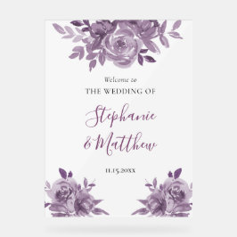 ダスティマウヴフローラバラボタニカル結婚ウェルカム アクリルサイン