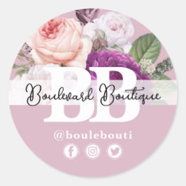 ダスティマウヴヴィンテージバラフローラブティックショップ ラウンドシール