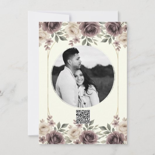 ダスティマウヴ&アイボリー開花ボタニカルサンキュー 招待状 (裏面)