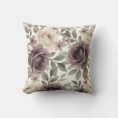 ダスティマウヴ&アイボリー開花ボタニカル結婚ズ クッション (正面)