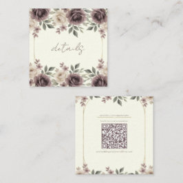 ダスティマウヴ&アイボリー開花ボタニカル結婚ズ スクエア名刺