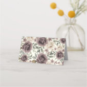 ダスティマウヴ&アイボリー開花ボタニカル結婚ズ プレイスカード (裏面)