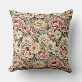 ダスティマウヴ&ホワイトローズ クッション