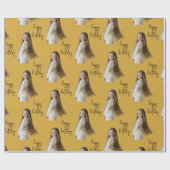 ダスティマスタード&カスタム誕生日文字と写真 – ラッピングペーパー (フラット)