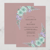 ダスティマットマーブルの芍薬の結婚式 招待状 (正面/裏面)