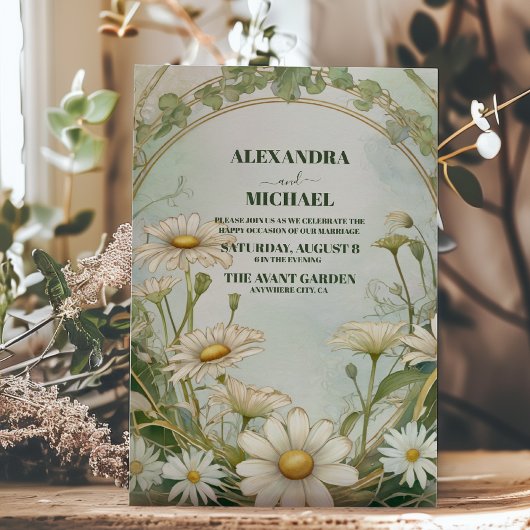 ダスティマルグエ結婚ライトデイジーアールヌーボー 招待状