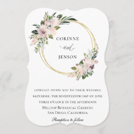 ダスティマーブル ボタニカル ゴールド フープ ウェディング 招待状