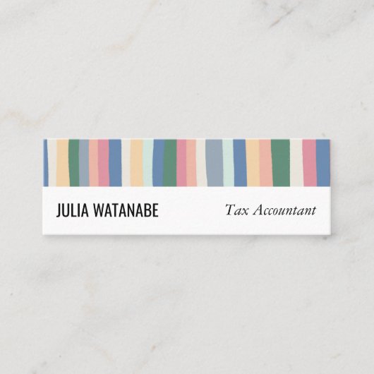 ダスティミニマカラフルリストストライプ手作り スキニー名刺 (正面)
