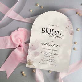 ダスティミュート赤面ピンクフローラアーチブライダルシャワー 招待状