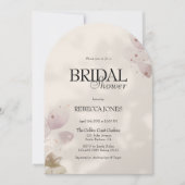 ダスティミュート赤面ピンクフローラアーチブライダルシャワー 招待状 (正面)