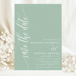 ダスティミントシンプルモダンスクリプトの結婚予定日カード セーブザデート