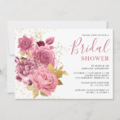 ダスティメイブピンクフローラバラブライダルシャワー 招待状 (正面)