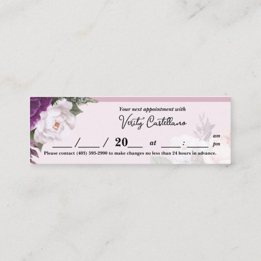 ダスティメイヴバラフローラサロンブックマークアポイントメント スキニー名刺 (裏面)