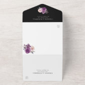 ダスティメイヴパープル赤面フローラ結婚ズブラック オールインワン招待状 (外側)