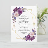 ダスティメイヴパープル赤面幾何学フローラ結婚ズ 招待状 (スタンド正面)